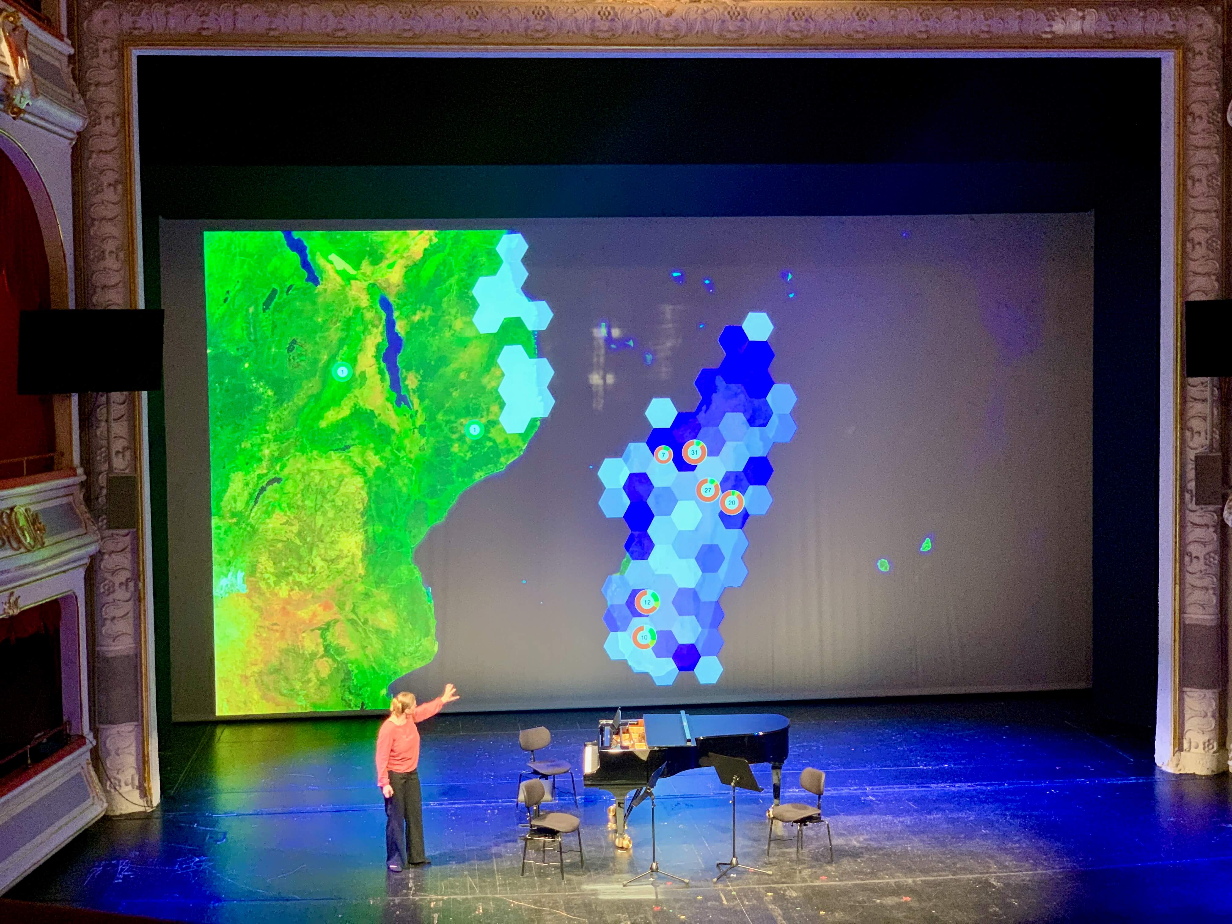 Interactive digital scrollytelling to narrate complex interconnection of cultural and natural heritage across large geographical distances which was also musically performed in concert on an opera stage. 2023